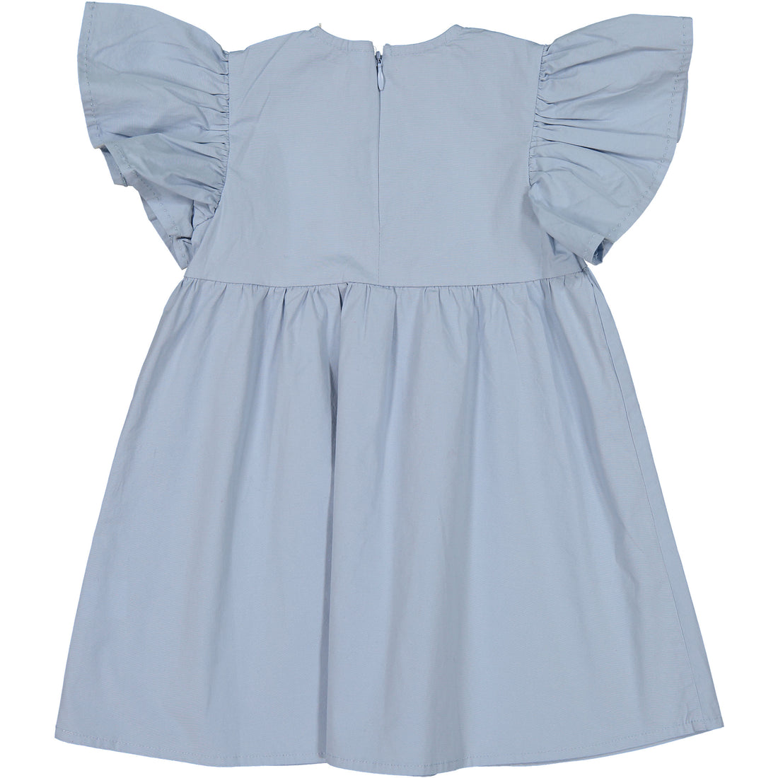 Coco Blanc Light Blue Short Sleeve Ruffle Pleat Dress