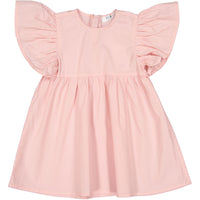Coco Blanc Pink Short Sleeve Ruffle Pleat Dress