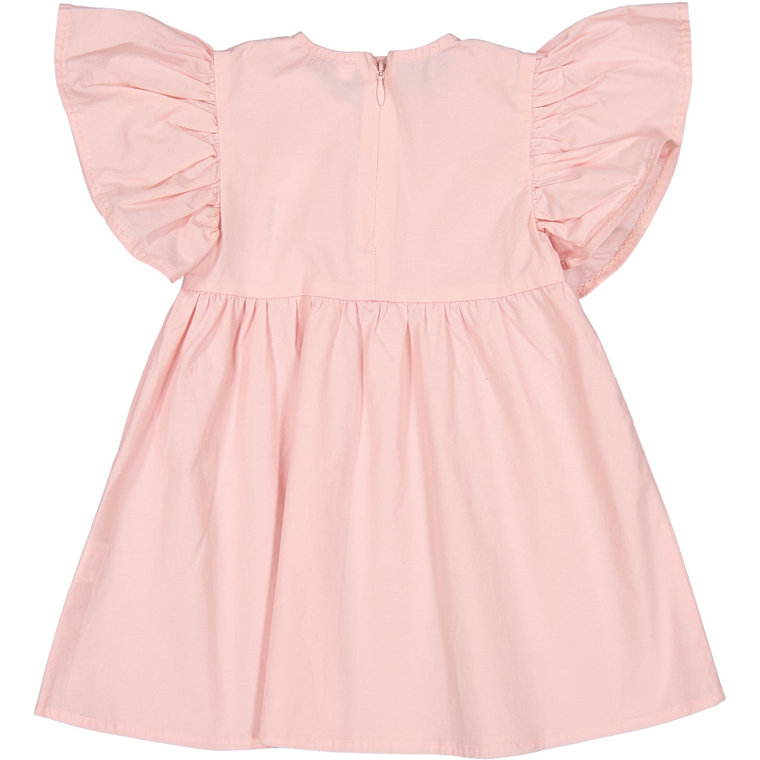 Coco Blanc Pink Short Sleeve Ruffle Pleat Dress