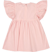 Coco Blanc Pink Short Sleeve Ruffle Pleat Dress