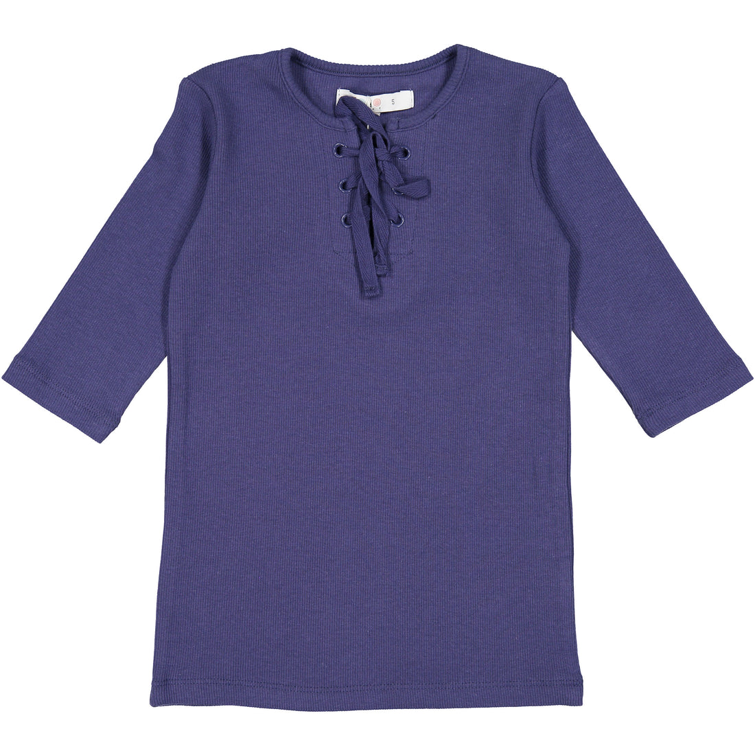 Coco Blanc Blue Ribbed 3/4 Criss Cross Tee