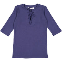 Coco Blanc Blue Ribbed 3/4 Criss Cross Tee