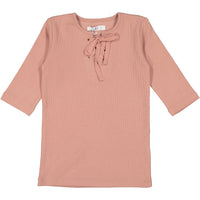 Coco Blanc Blush Pink Ribbed 3/4 Criss Cross Tee