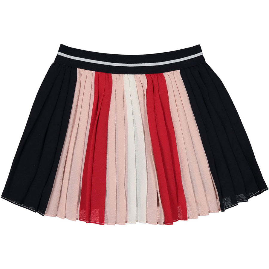 IKKS Red Colorblock Pleated Skirt