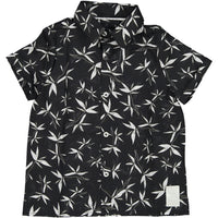 IKKS Black Print Short Sleeve Button Down