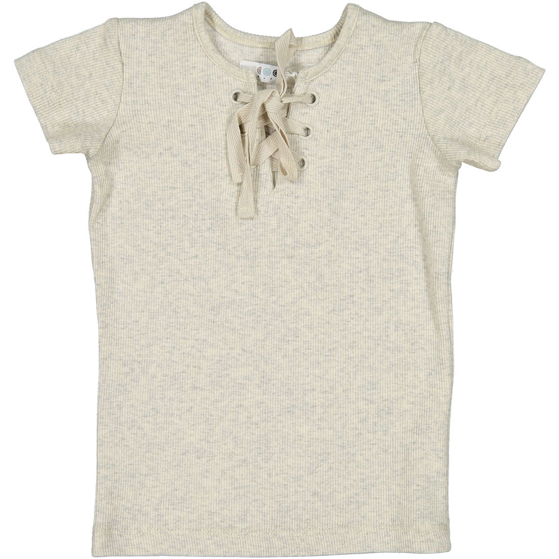 Coco Blanc Oatmeal Ribbed Short Sleeve Criss Cross Tee