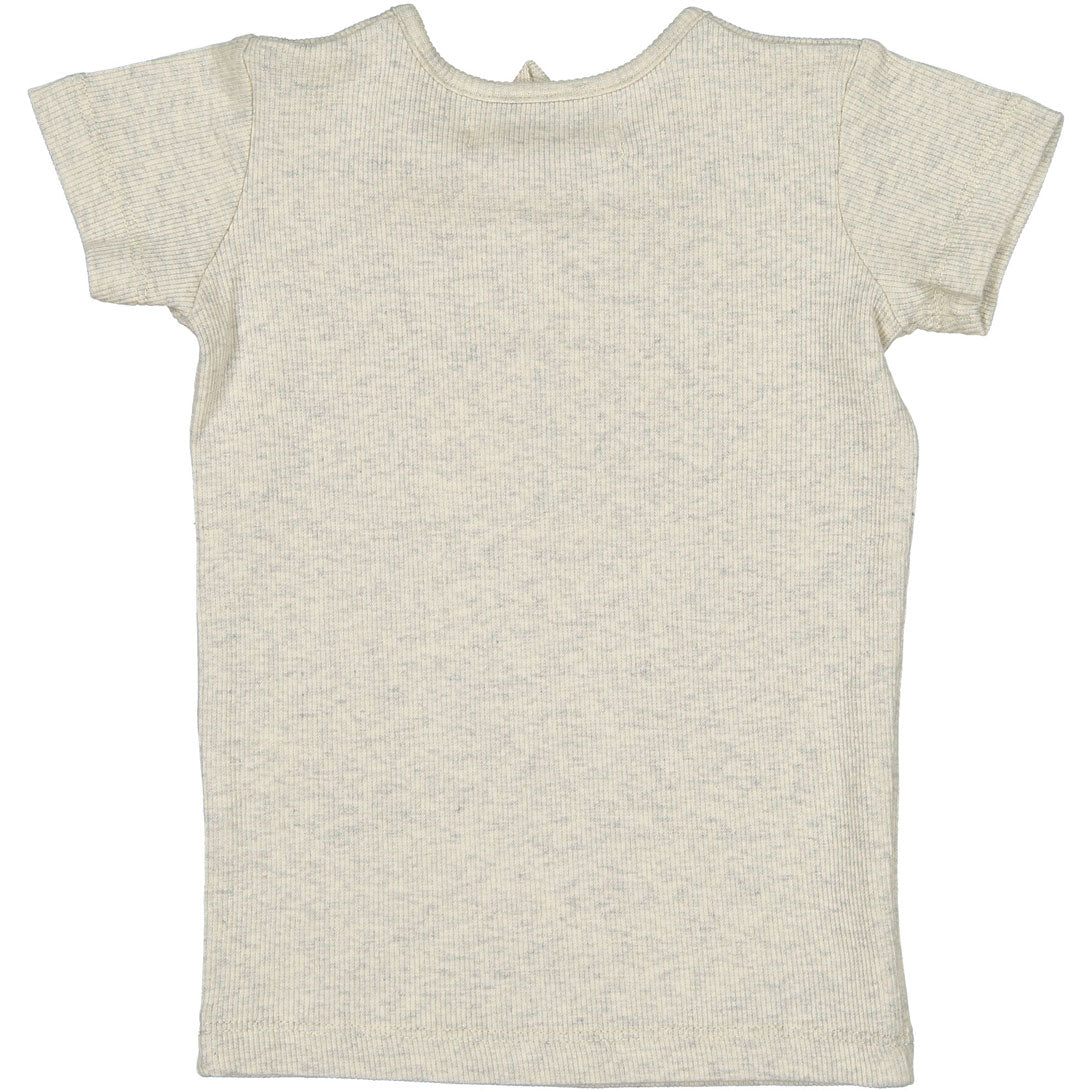 Coco Blanc Oatmeal Ribbed Short Sleeve Criss Cross Tee