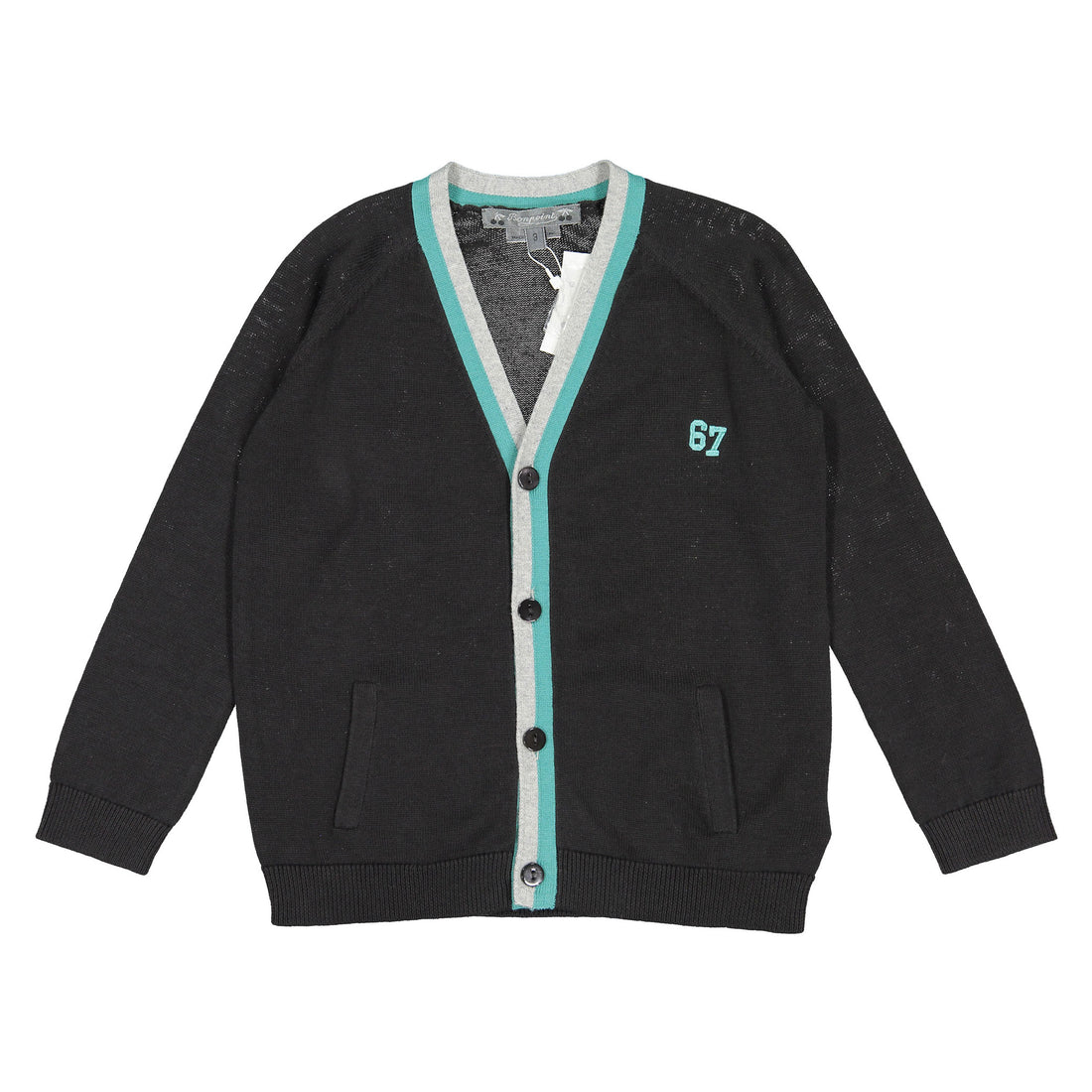 Bonpoint Black Trimmed V-neck Cardigan