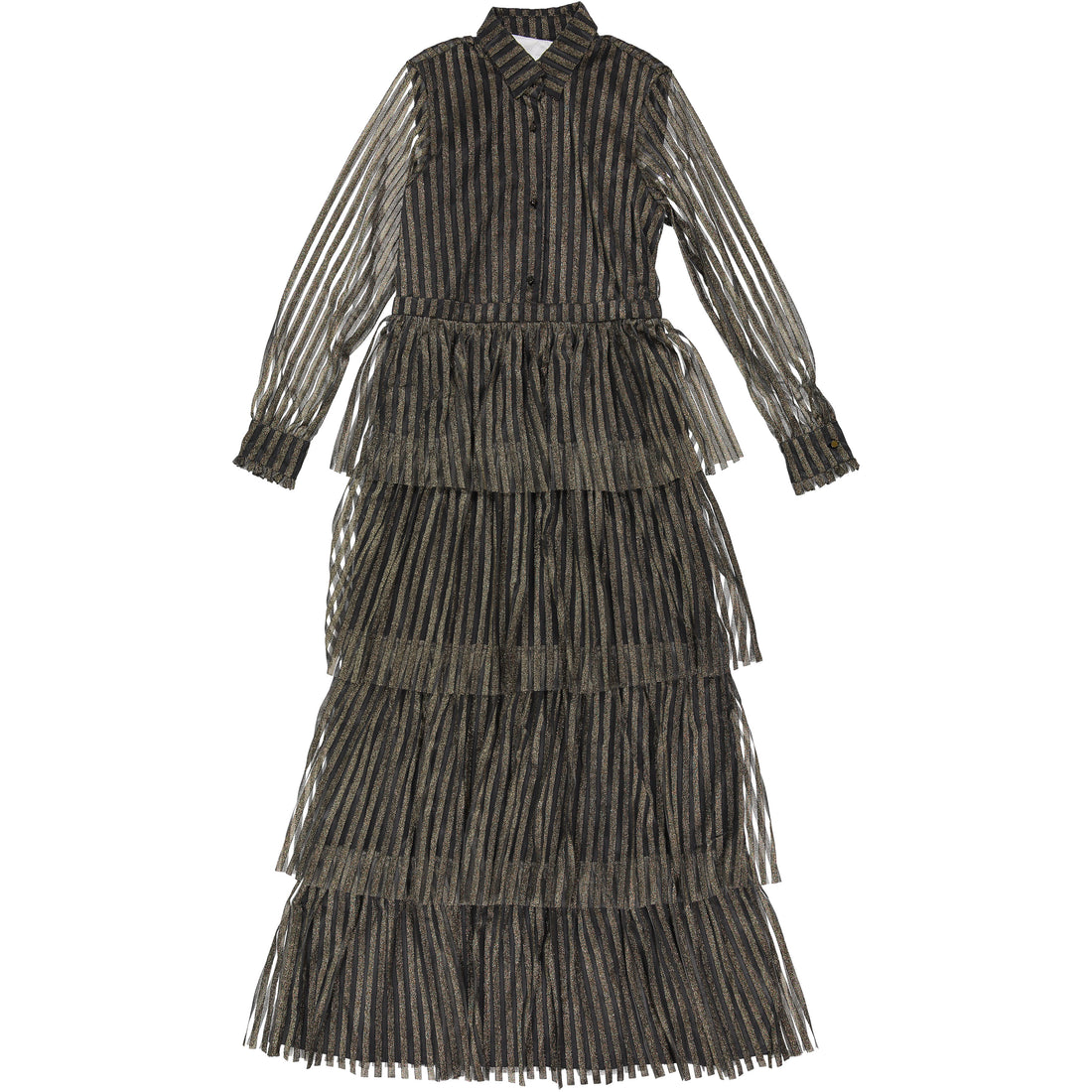 Caroline Bosmans Gold Stripe Layered Gown