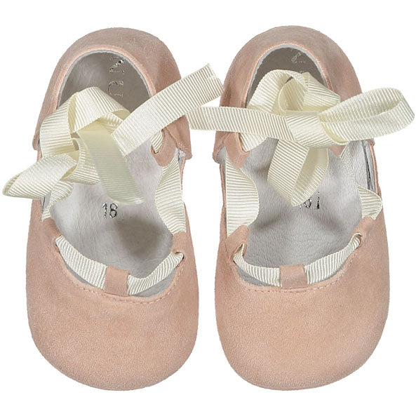 Nueces  Blush Suede Lace-up  Ballerinas