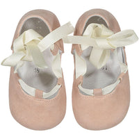 Nueces  Blush Suede Lace-up  Ballerinas