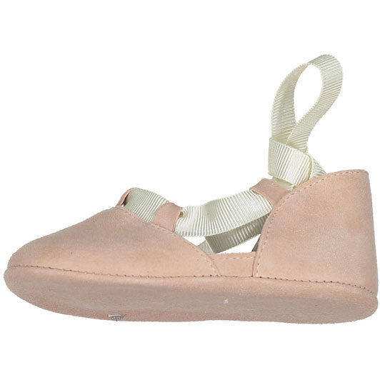 Nueces  Blush Suede Lace-up  Ballerinas