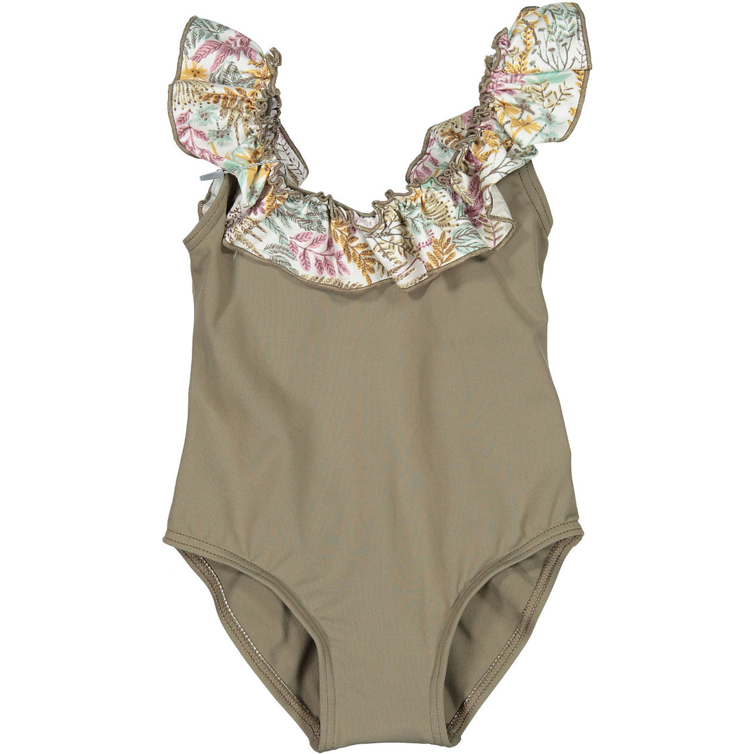 Nueces  Khaki Ruffle Swimsuit