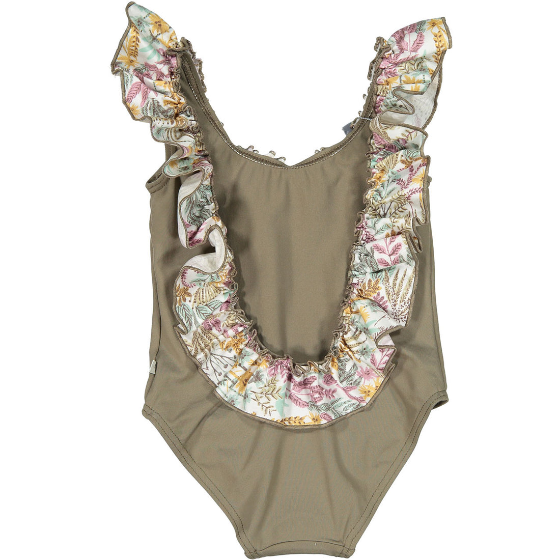 Nueces  Khaki Ruffle Swimsuit