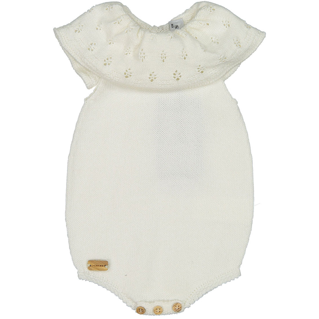 Nueces  Cream Knit Ruffle Collar Romper