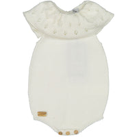 Nueces  Cream Knit Ruffle Collar Romper