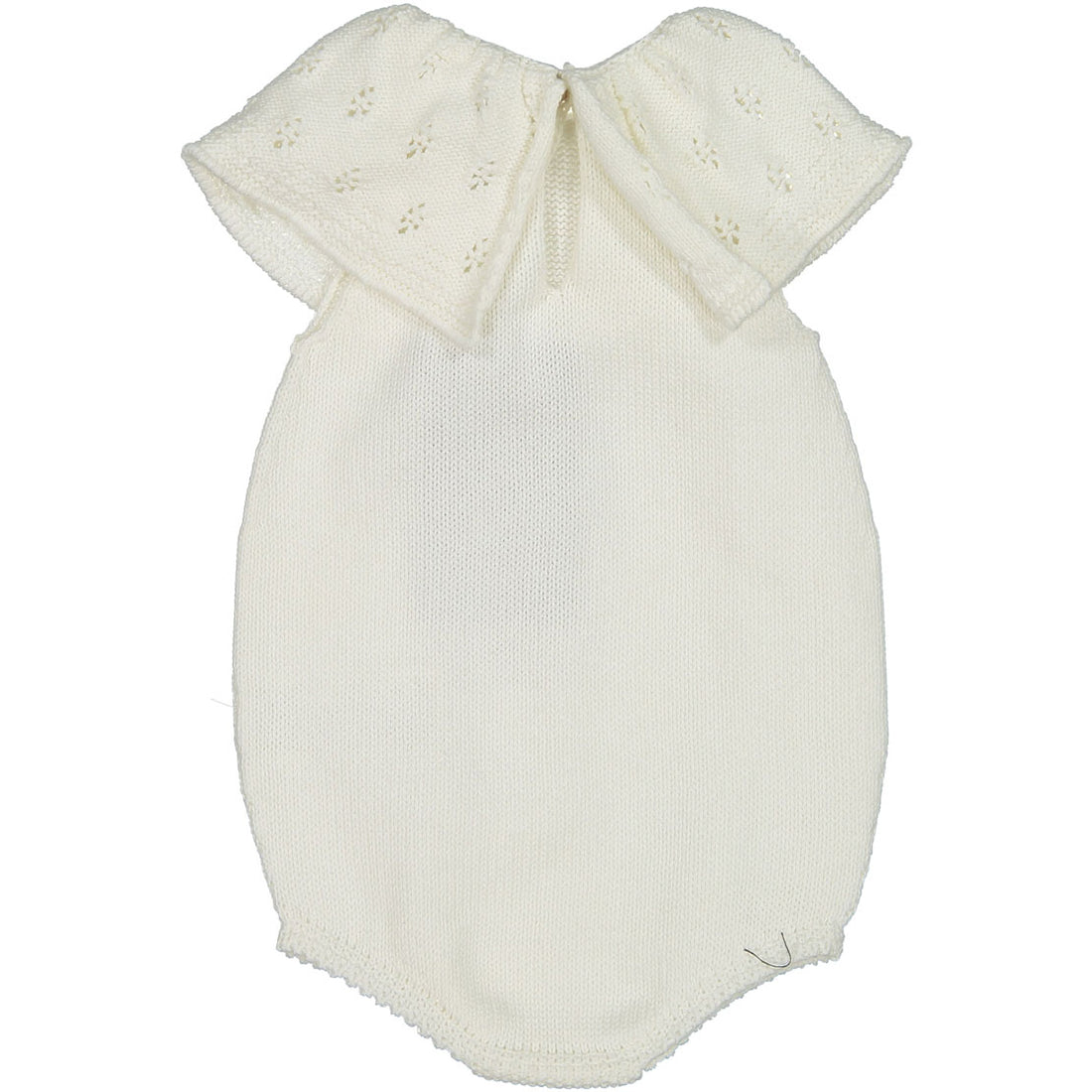 Nueces  Cream Knit Ruffle Collar Romper