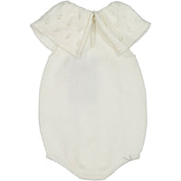 Nueces  Cream Knit Ruffle Collar Romper
