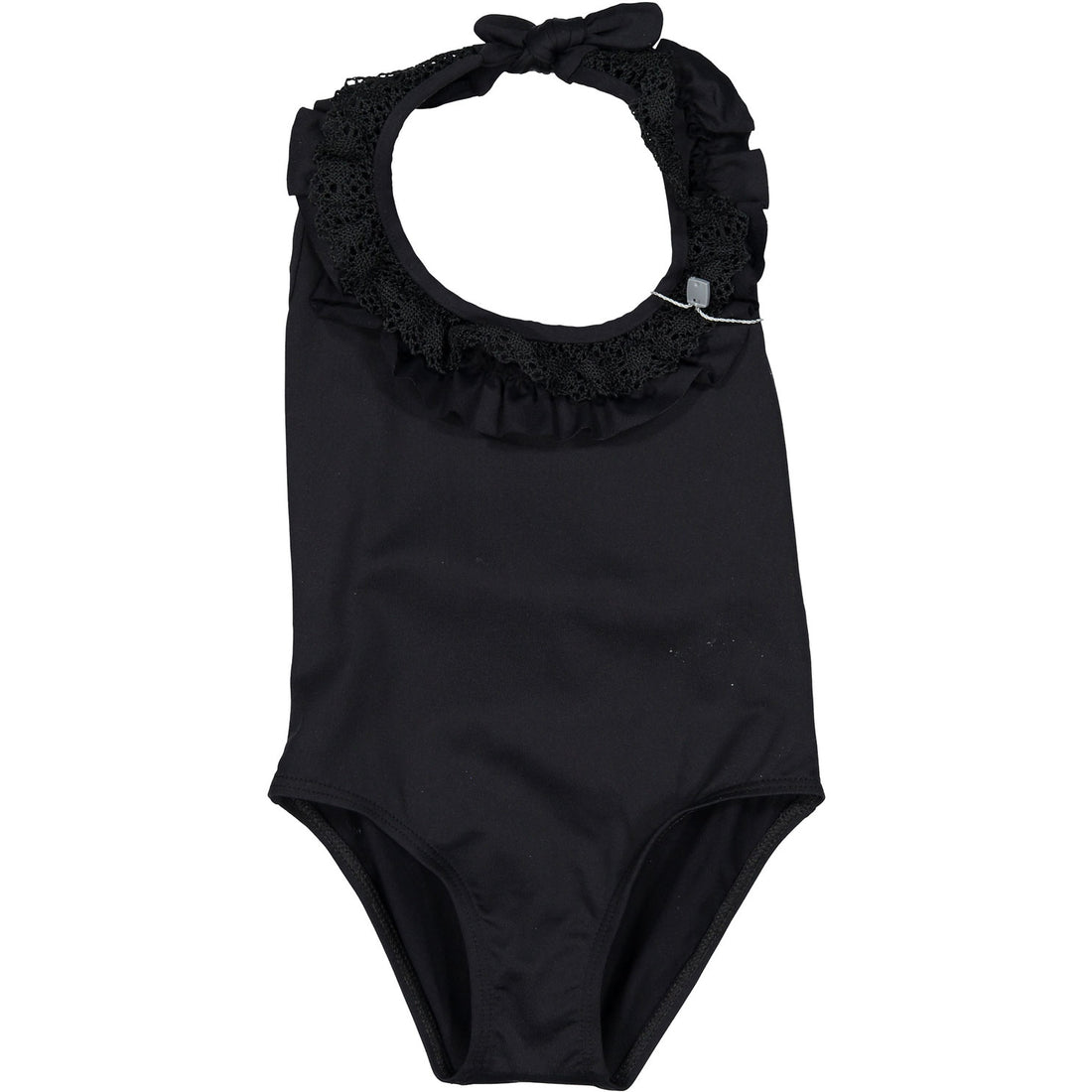 Nueces  Black Crochet Halter Swimsuit