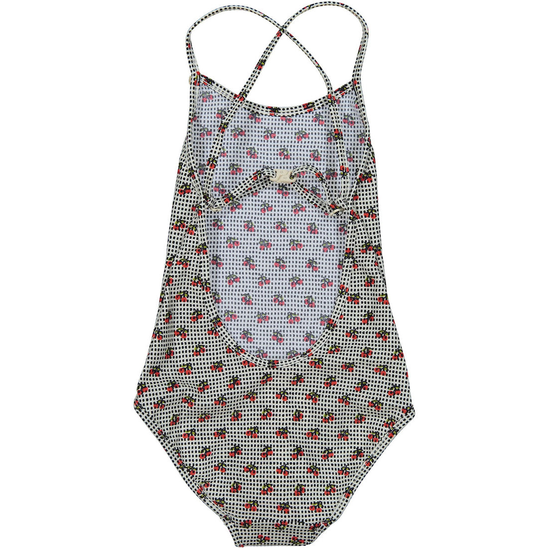 Bonpoint Cherry Stitched Print Swimsuit