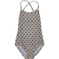 Bonpoint Cherry Stitched Print Swimsuit