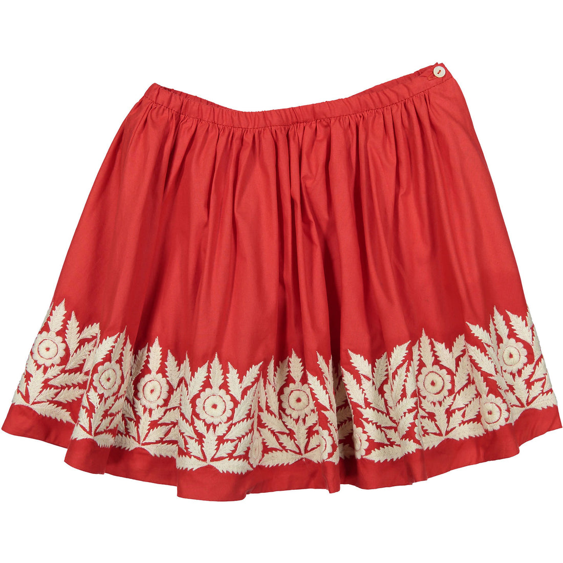 Bonpoint Red Embroidered Flair Skirt