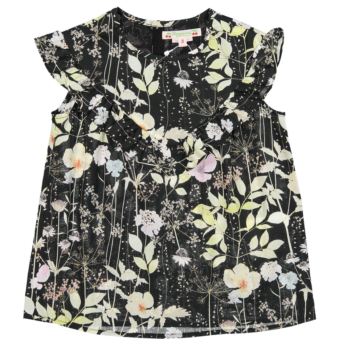 Bonpoint Black Floral Garden Yolk Blouse