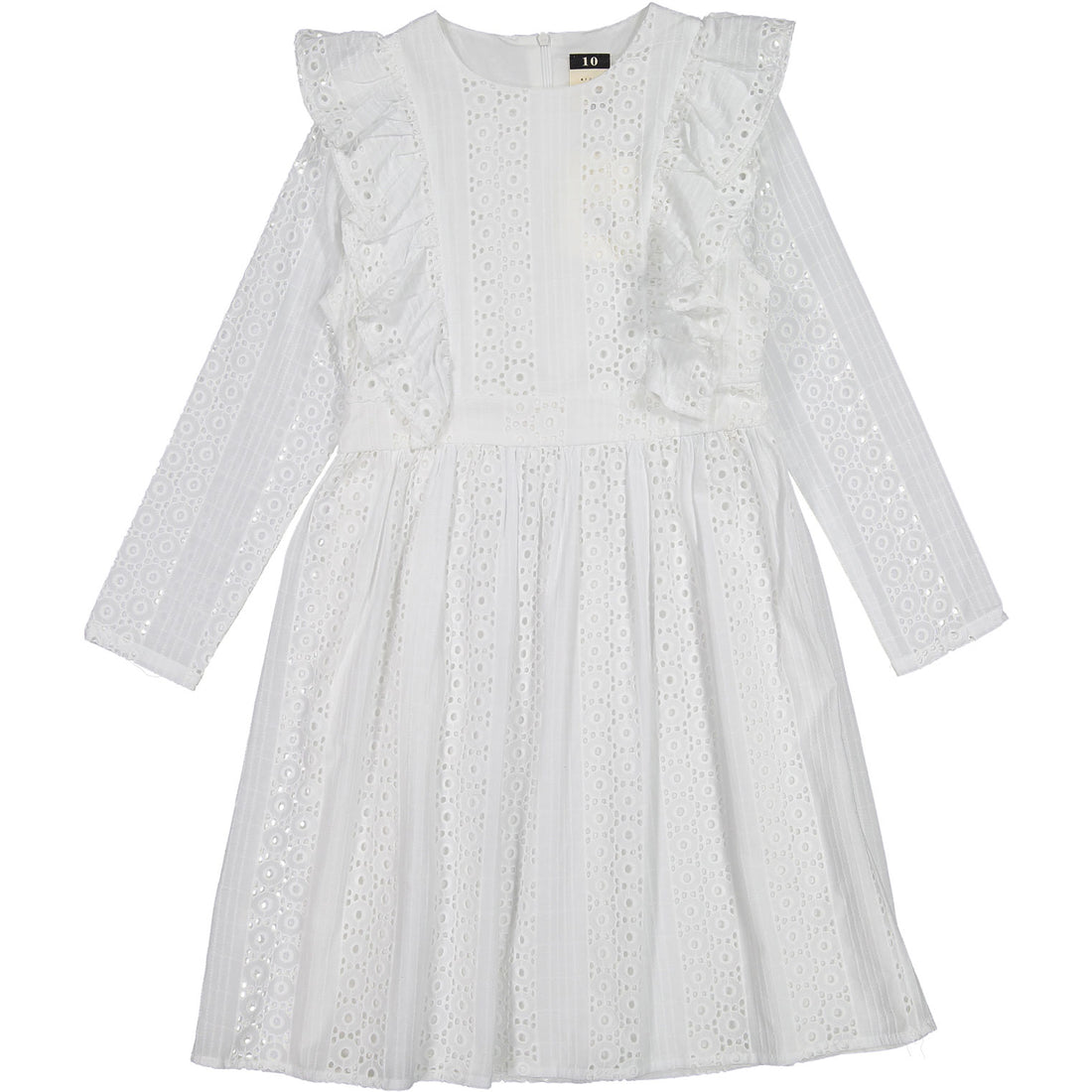 A4 White Eyelet Ruffle Pinafore