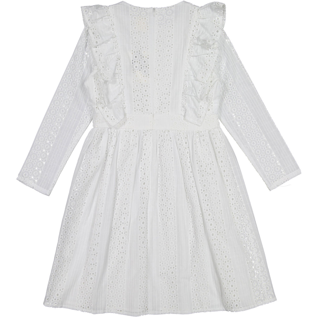 A4 White Eyelet Ruffle Pinafore