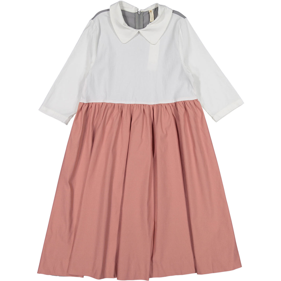 Ava and Lu White/Pink/Grey Collar Dress