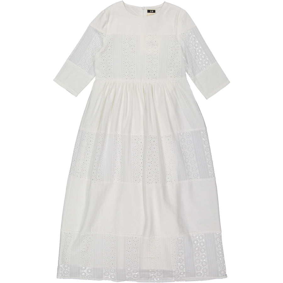 A4 Cream Layer Pattern Maxi Dress