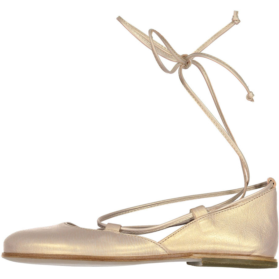 Pepe Gold Suede Lace up Ballet Flats