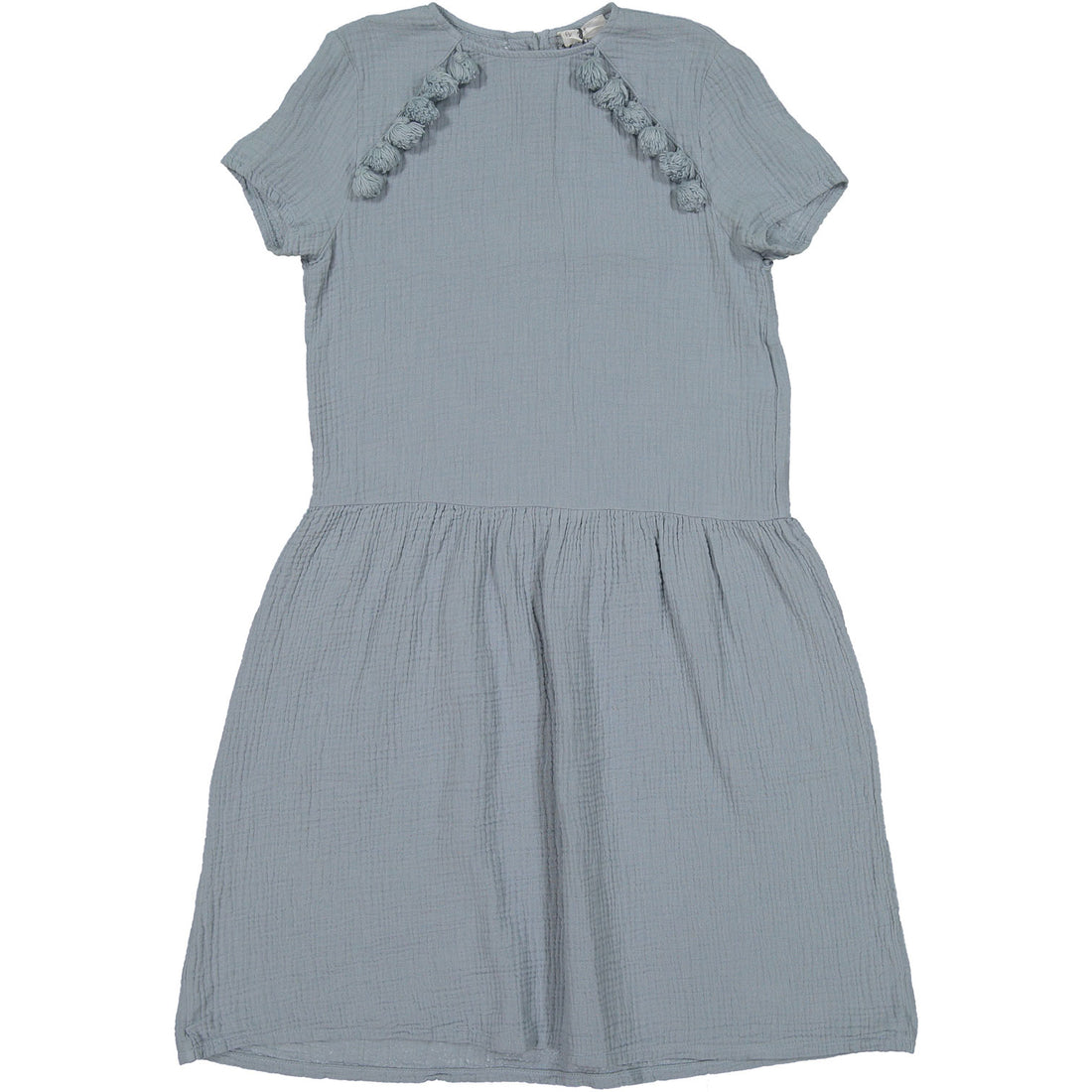 Le Petit Coco Blue Crepe Tassel Dress