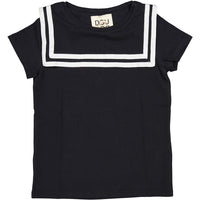 DOUUOD Black Sailor Collar Tee