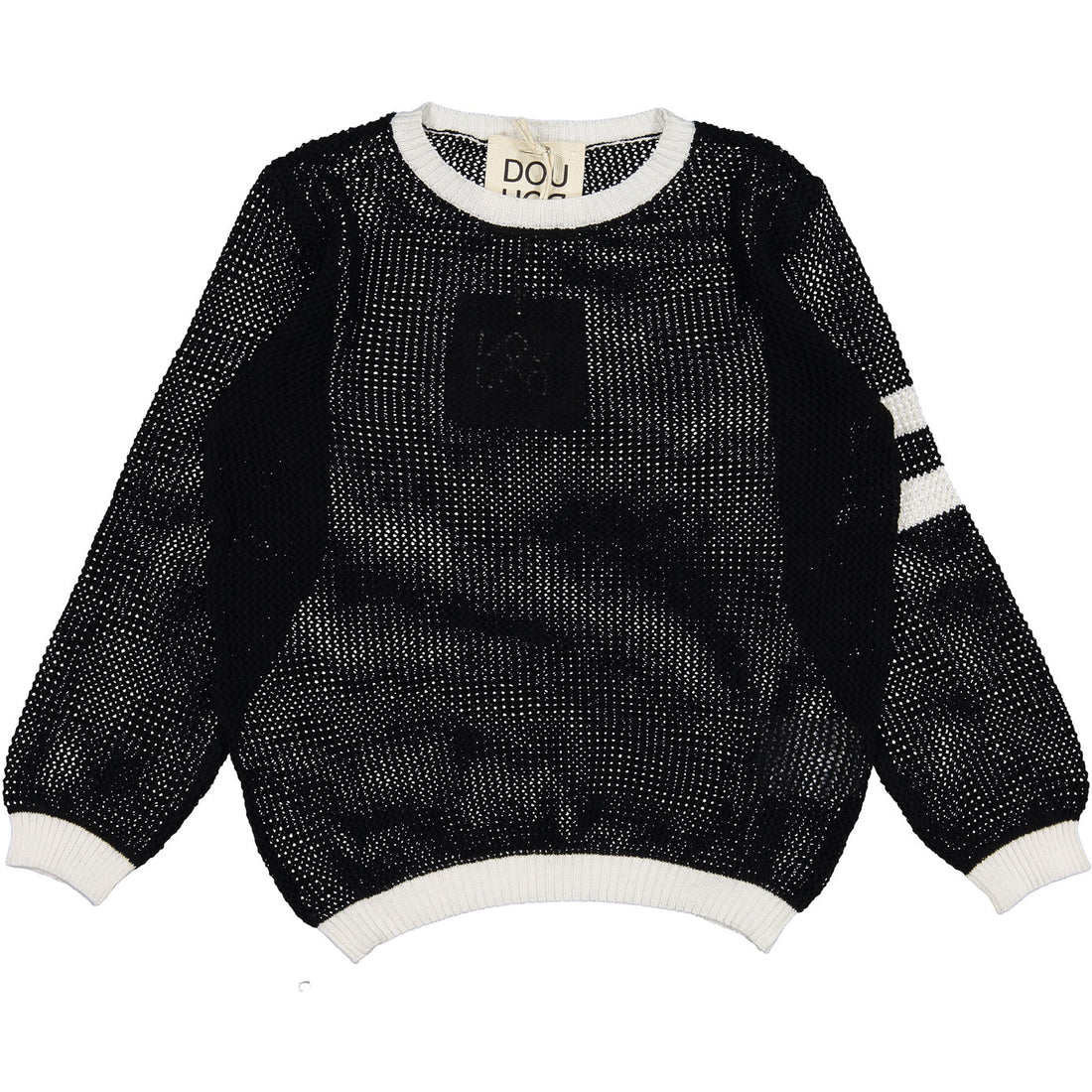 DOUUOD Black Mesh Pullover