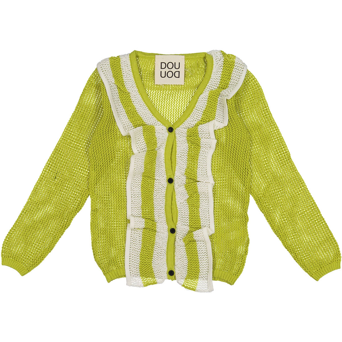 DOUUOD Lime Ruffle Mesh Cardigan