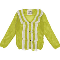 DOUUOD Lime Ruffle Mesh Cardigan
