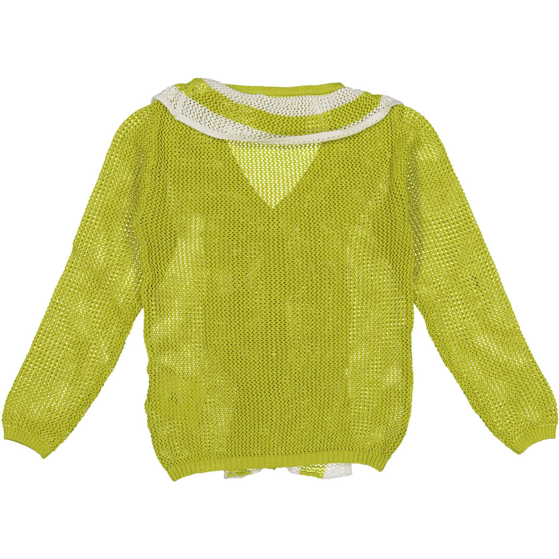 DOUUOD Lime Ruffle Mesh Cardigan