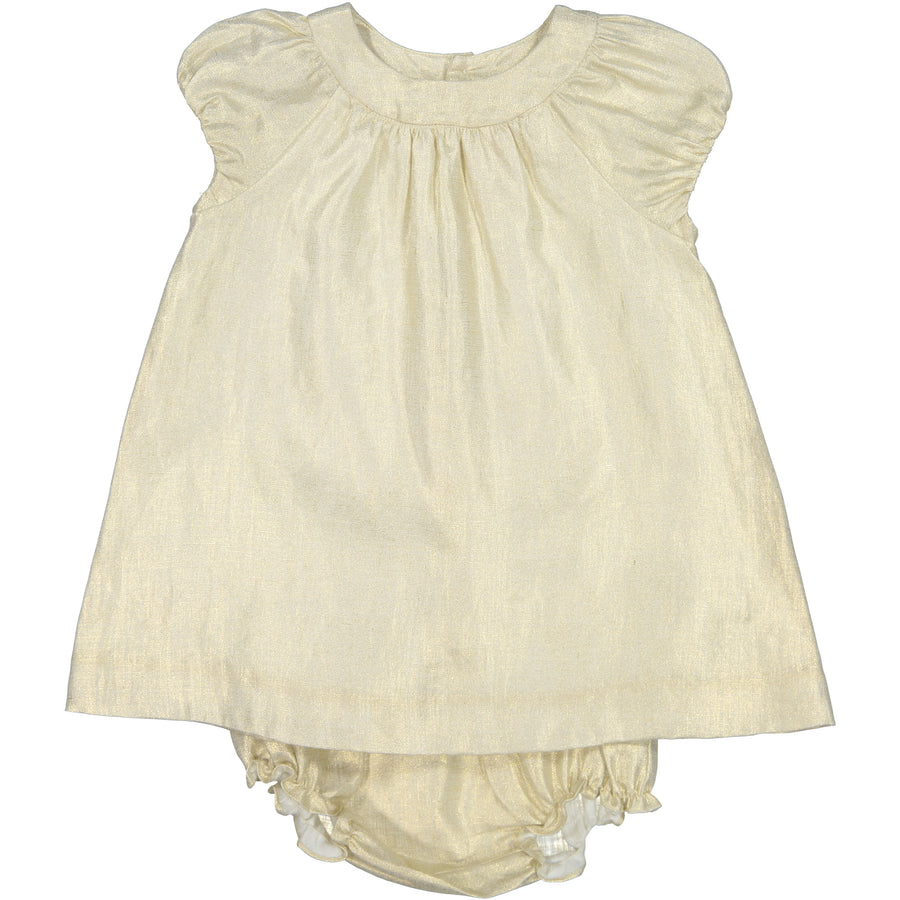 Bonpoint Gold Lurex Linen Baby Dress