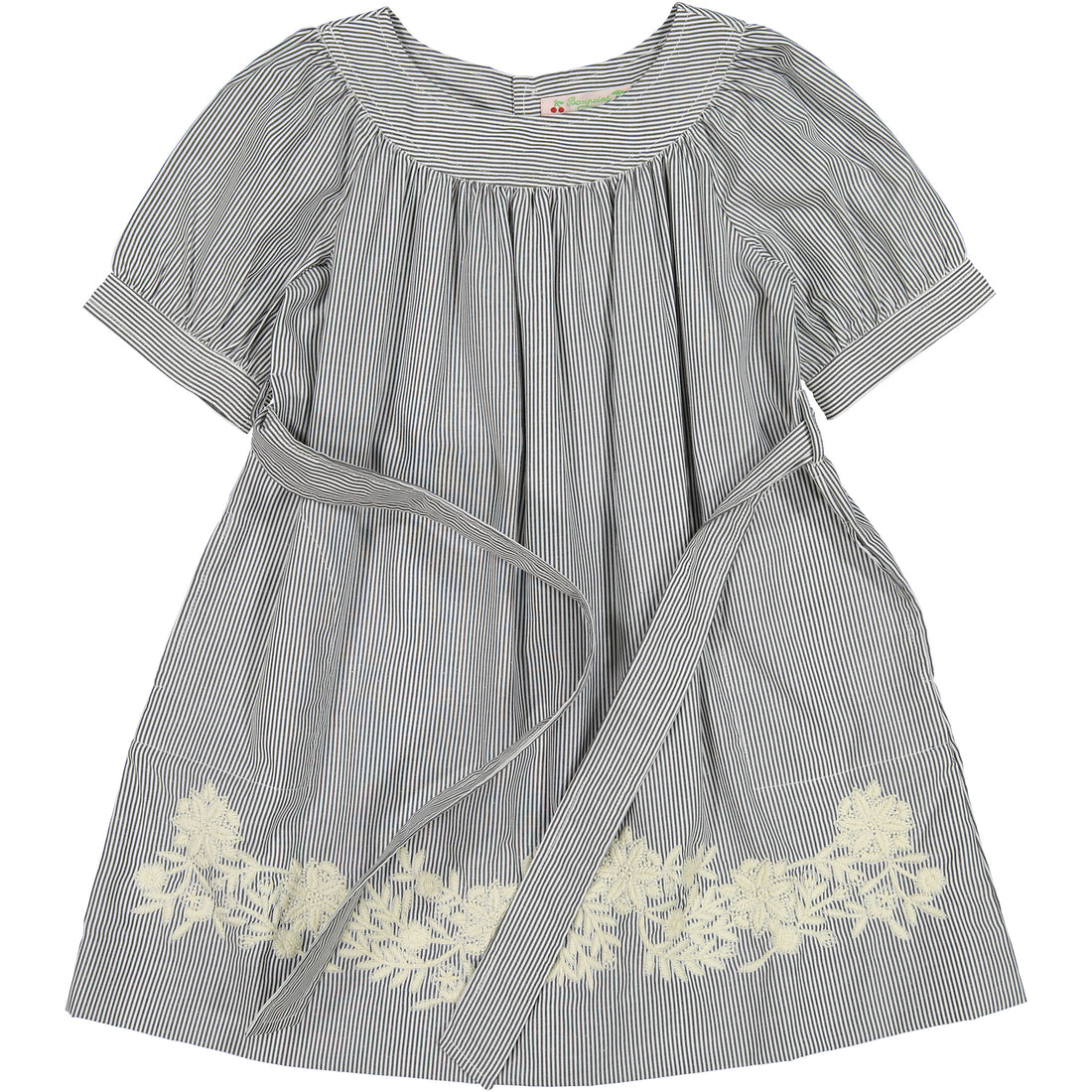 Bonpoint Blue Pinstripe Embroidered Gustine Dress