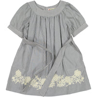Bonpoint Blue Pinstripe Embroidered Gustine Dress
