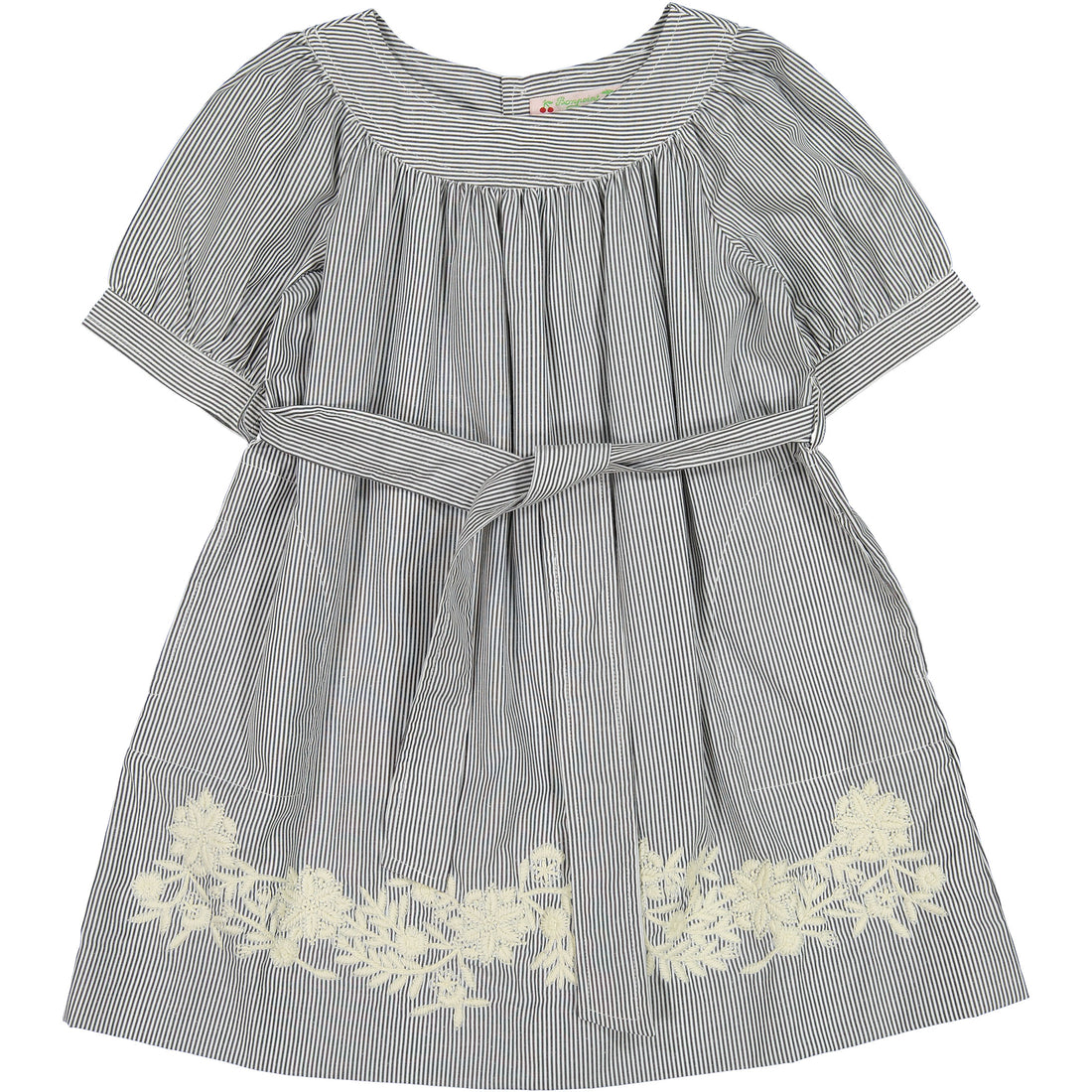 Bonpoint Blue Pinstripe Embroidered Gustine Dress