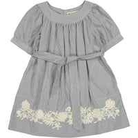 Bonpoint Blue Pinstripe Embroidered Gustine Dress