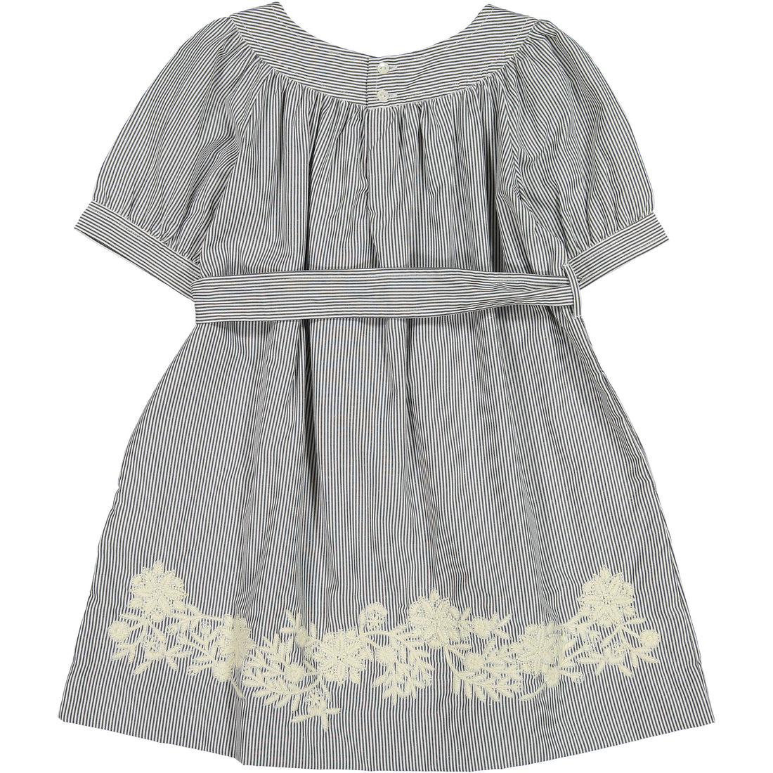 Bonpoint Blue Pinstripe Embroidered Gustine Dress