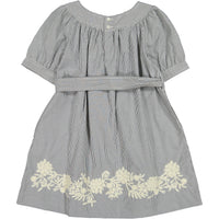 Bonpoint Blue Pinstripe Embroidered Gustine Dress