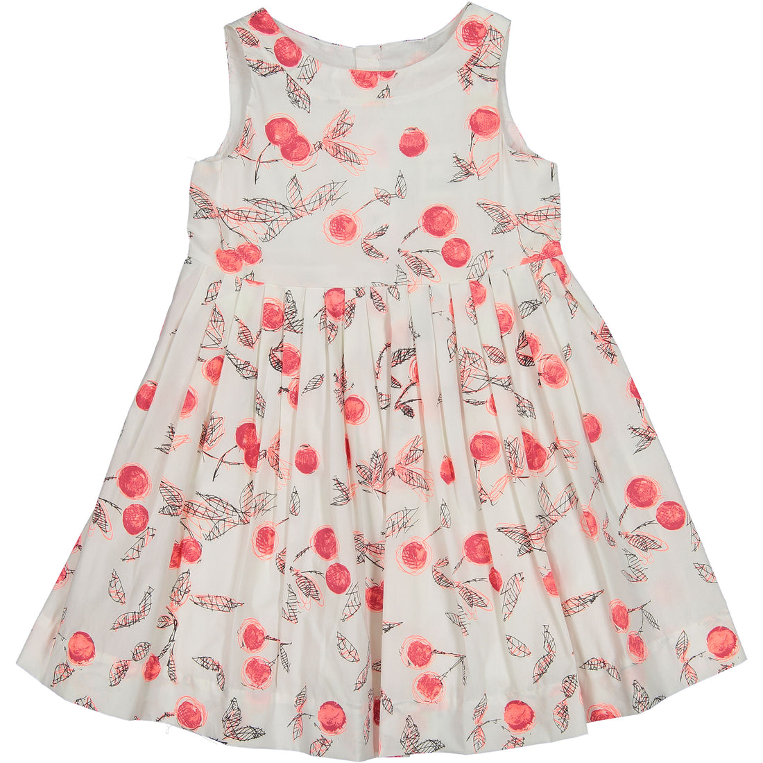 Bonpoint Cherry Sketch Waisted Shirtdress