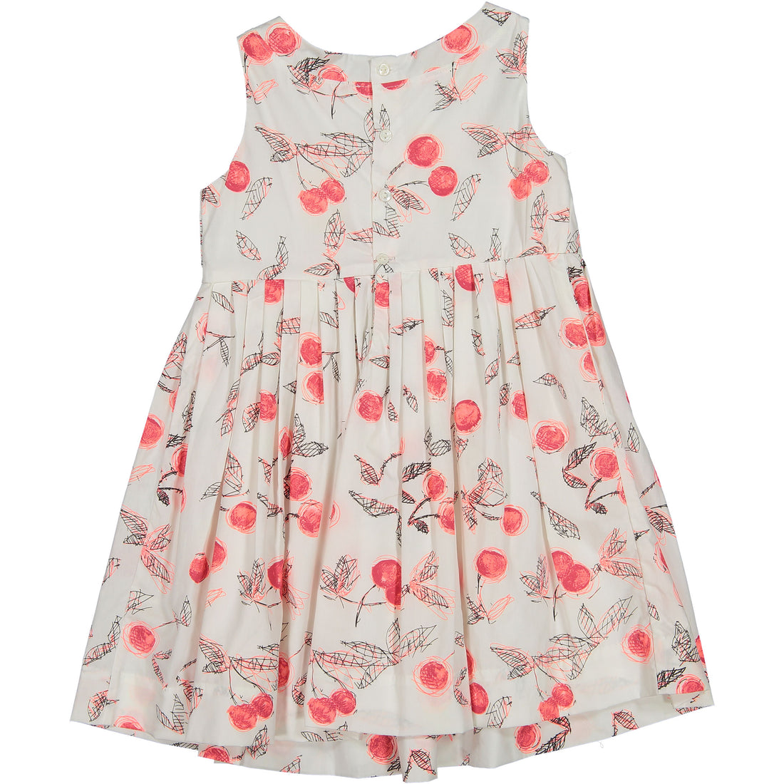 Bonpoint Cherry Sketch Waisted Shirtdress