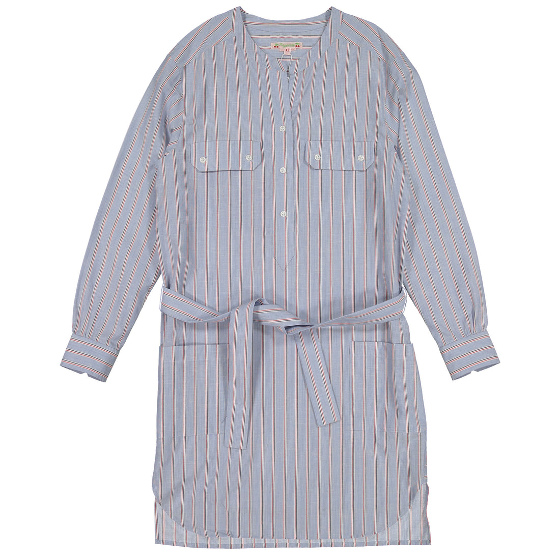 Bonpoint Blue Stripe Waisted Pockets YAM Dress