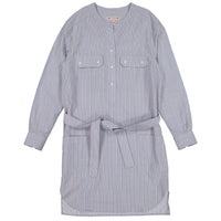 Bonpoint Blue Stripe Waisted Pockets YAM Dress