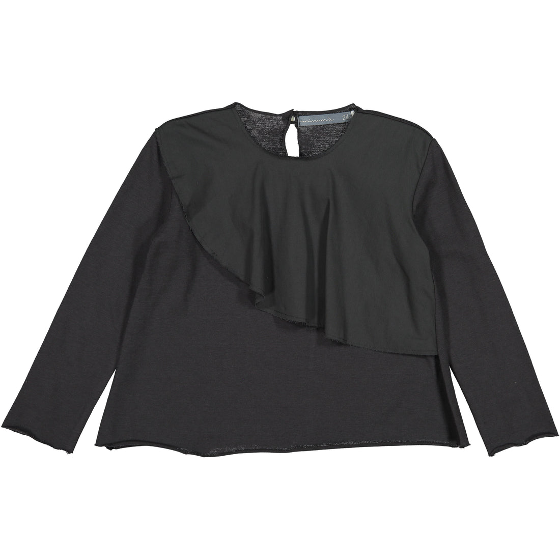 Minimu Black/Grey Flounce Baby Tee